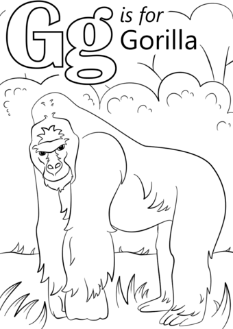 Letter G Is For Gorilla Coloring Page